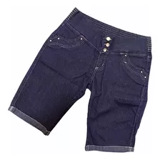Shorts Jeans Azul Feminino Cintiura Alta C\ Barra Dobrada...