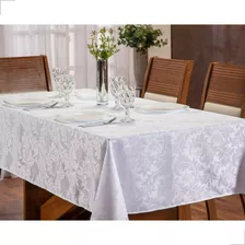 Toalha De Mesa Jacquard Jantar Retangular 6 Cadeiras Branca