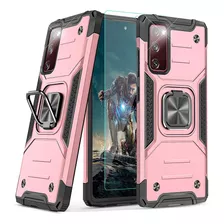 Funda Rosa Anillo + 2 Protector Para Galaxy S20 Fe