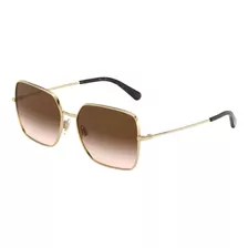 Óculos De Sol - Dolce & Gabbana - Dg2242 02/13 57 Cor Dourado Cor Da Armação Dourado Cor Da Lente Marrom Degradê Desenho Quadrado