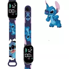 Relógio Digital Infantil Tipo Smart Mi Band Stitch Led