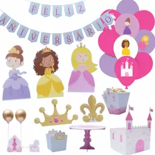 Kit Decoração De Festa Infantil Princesa 72 Itens