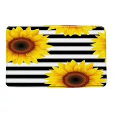 Alfombra De Baño De Girasol, Negro, Blanco, A Rayas, A...