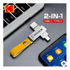 Memoria Usb 3.1 Dual Tipo C 128 Gb Kodak De Metal Otg Color Plateado