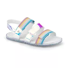 Sandália Inf Bibi Soft Flat Feminina Branco Rainbow 1169017