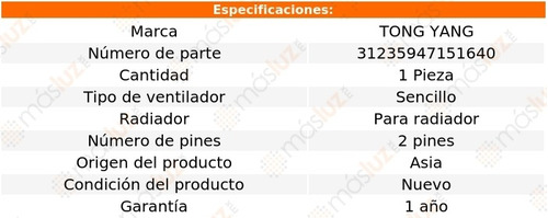 Motoventilador Sencillo Toyota Corolla L4 1.8l 09/13 Foto 2