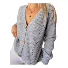 Saco Cardigan Botones Y Detalle Calado - Mujer