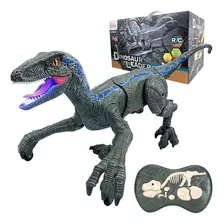 Dinossauro Velociraptor Controle Remoto Luz Bateria - Full
