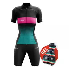 Conjunto Feminino De Ciclismo Bike Camisa E Bermuda Gel Mtb