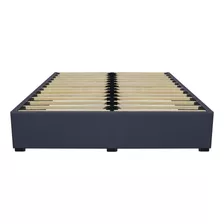 Base Cama Box Madera Tapiz King Size Lino Azul