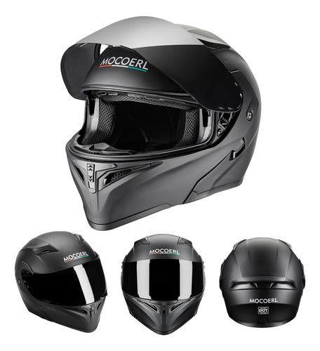 Casco Moto Abatible Luz Led Mate Certificado Dot + Regalo R7