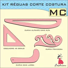 Kit Réguas Corte Costura Modelagem Alfaiate 8036 Mdf Fenix