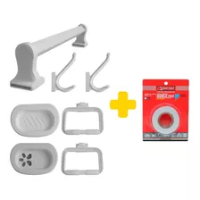 Set Baño Accesorios Kit 7 Piezas Plastico Adhesivo