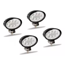 Kit 4 Farol Milha 8 Led 24w 12v 24v Oval Carro Trator