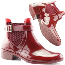 Bota Galocha Feminina Coturno Impermeável Inverno Bordô