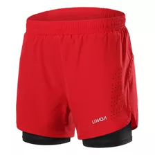 Pantalones Cortos De Running 2 En 1 Lixada Para Hombre, Rojo