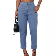 Calça Jeans Feminina Modelo Mom Com Detalhes Em Pence