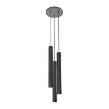 Pendente Cilindro Tubo Triplo 35cm - Preto