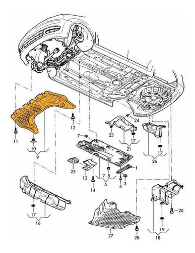 Tolva Motor Central Inferior Original Vw Jetta Mk6 2010-2018 Foto 3