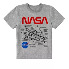 Camiseta Infantil Cinza Nasa Partes Do Foguete