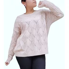 Sweater De Hilo Y Lycra Pullover Mujer Talle Grande Xl 