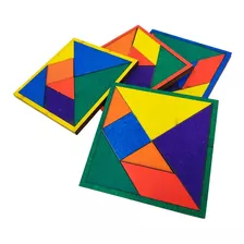 Tangram Didáctico Rompecabezas 7 Piezas 10x10 Cm En Madera