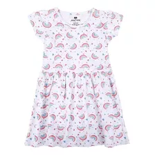 Vestido En Algodón Franela Estampado Arcoíris Para Niñas