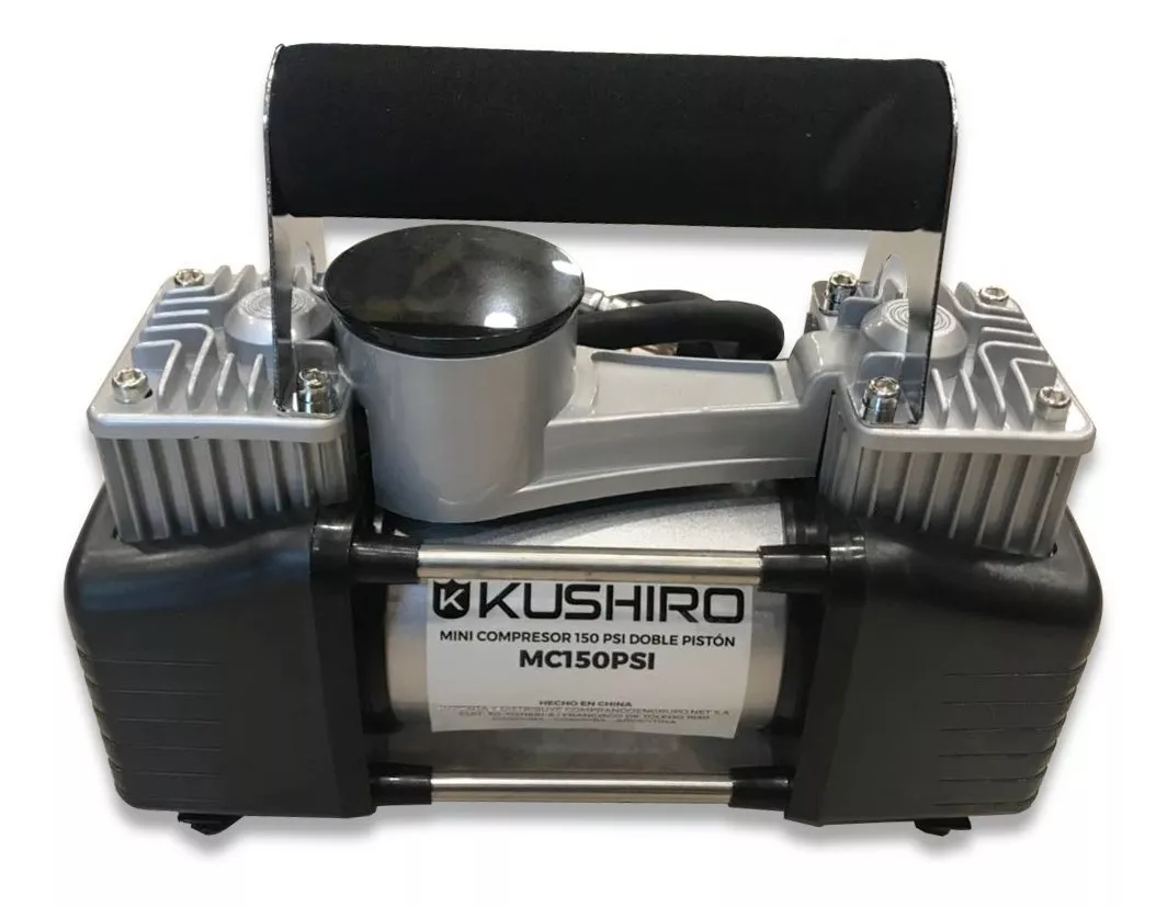 Compresor De Aire Mini A Batería Portátil Kushiro Mc150psi Plateado/negro