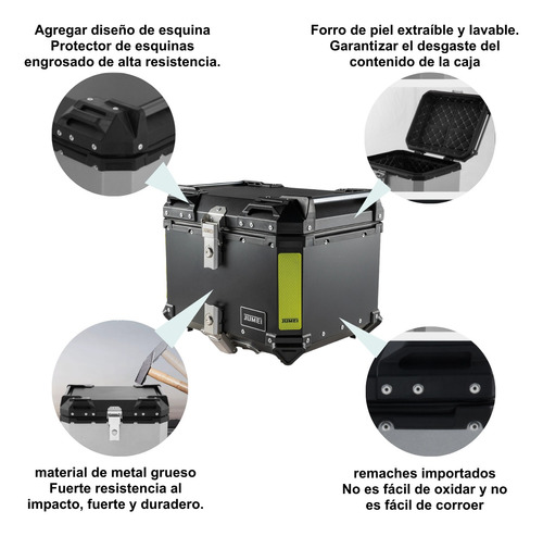 Caja Moto Top Case Aluminio Baul Trasero Equipaje 56l Jumei Foto 3