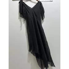 Vestido Cóctel Negro. Gasa De Seda. Impecable