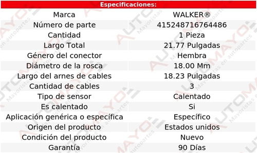 Sensor Oxgeno Walker 190e 4 Cil 2.3l Mercedes-benz 91-93 Foto 6