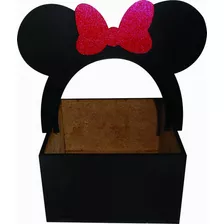 10 Cestinha Minnie Mdf Crú Enfeite De Mesa Doces Pintado