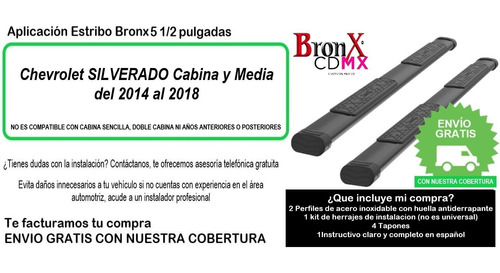 Estribos Bronx Chevrolet Silverado 2014-2018 Cabina Y Media Foto 9