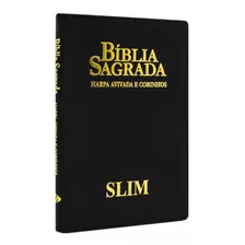 Bíblia Sagrada Rc Slim Com Harpa E Corinhos Média Preta Capa Zíper 