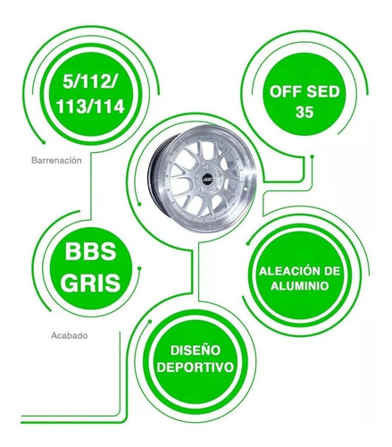 Rines 18 Pul 5/112/113/114 Linea Vw Tipo Bbs Gris Alumin 2pz Foto 3