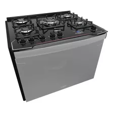 Fogão De Embutir 5 Bocas Preto Com Frente Espelhada E Timer Digital Dako Diplomata Grill Style Bivolt