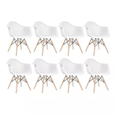 8 Cadeiras Eames Wood Daw Com Braços Cozinha Cores Estrutura Da Cadeira Branco