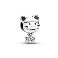 Pandora Original Charm Gatito Y Lazo ,plata De Ley