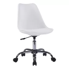 Silla Eames De Oficina Acolchonada Altura Ajustable Color Blanco Material Del Tapizado Cuero Sintético