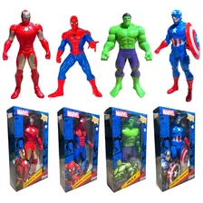 4 Bonecos Homem Aranha Hulk Capitão América Homem De Ferro