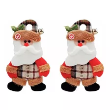 Kit 2 Boneco Papai Noel Pendente Tecido Guizo Enfeite Natal