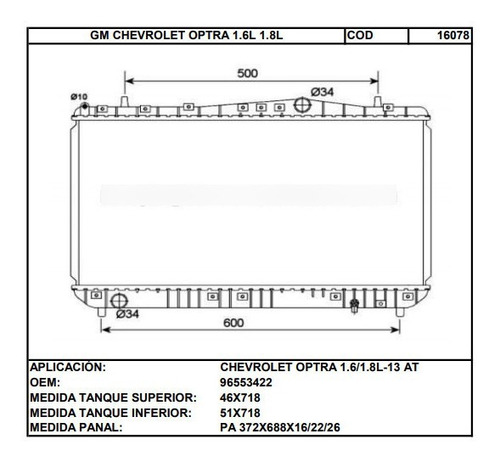 Radiador Original Chevrolet Optra 1.6l 1.8l (cod:16078) Foto 2