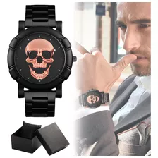 Reloj Hombre Elegante Inoxidable Acero Con Diseño Calavera