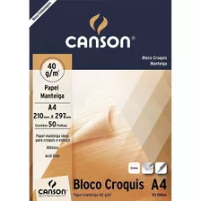 Bloco De Papel Canson Croquis Manteiga 40g A4 Com 50 Folhas