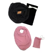 Set De Fular Portabebé Bami Negro Y Mascada Rosa