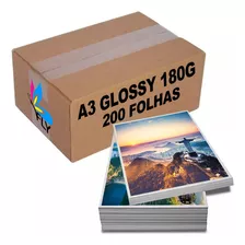 200 Folhas Papel Foto Glossy 180g A3 Brilho Prova D'água