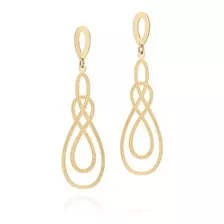 Brincos Rommanel Gotas Trabalhadas Entrelaçada 18k 525439 Cor Dourado