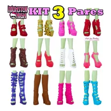 Kit 3 Sapatos P/ Boneca Monster High Ever After Sapatinhos