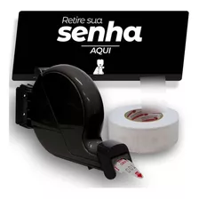 Dispenser Senha Bico De Pato Preto Com Bobina E Placa