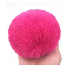 Chaveiros Femininos Argola Chaveiro Pelúcia 8 Cm Pom Pom Cor Rosa Neon